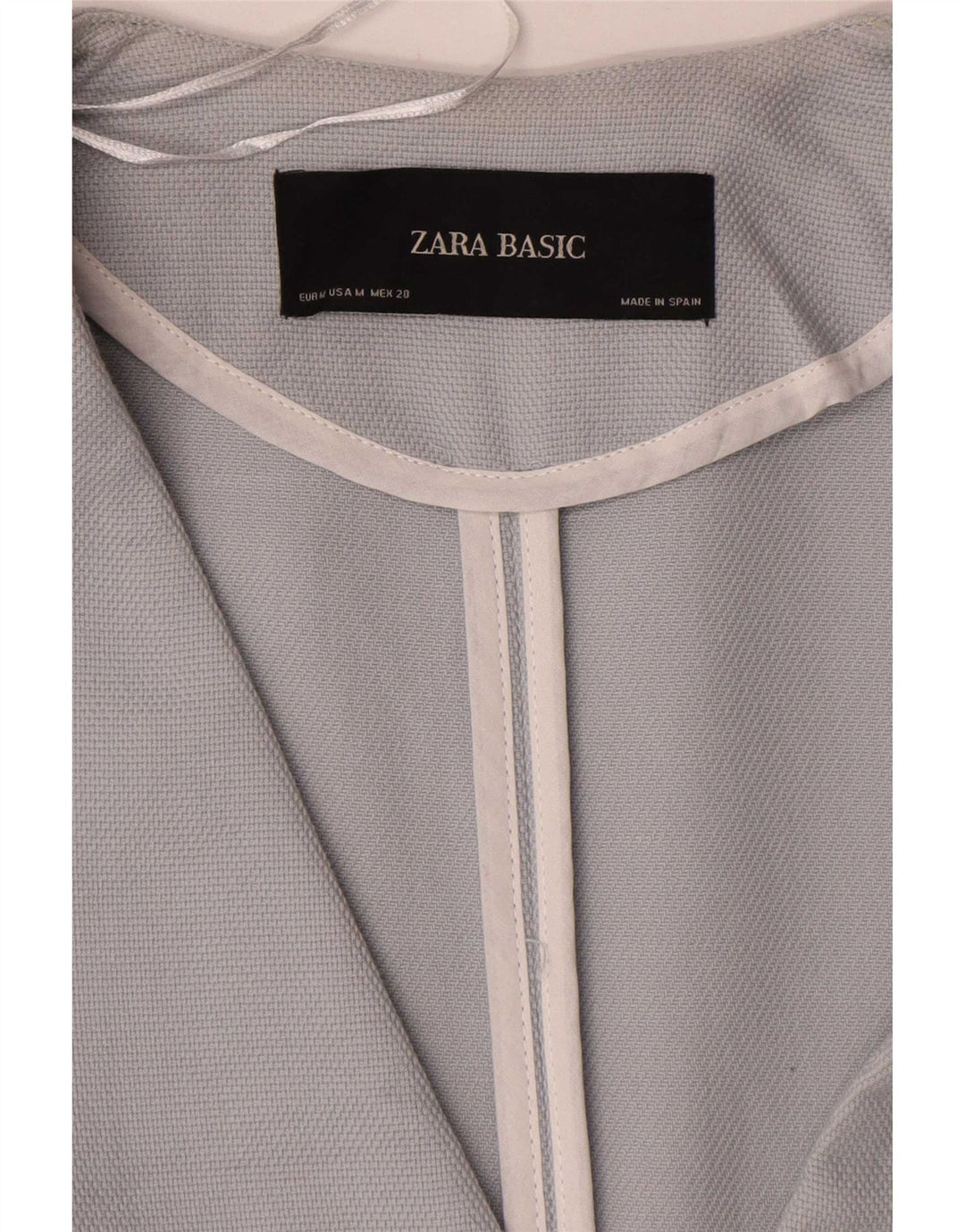 Zara Womens Longline 1 Button Blazer Jacket UK 14 Bleu Moyen Coton