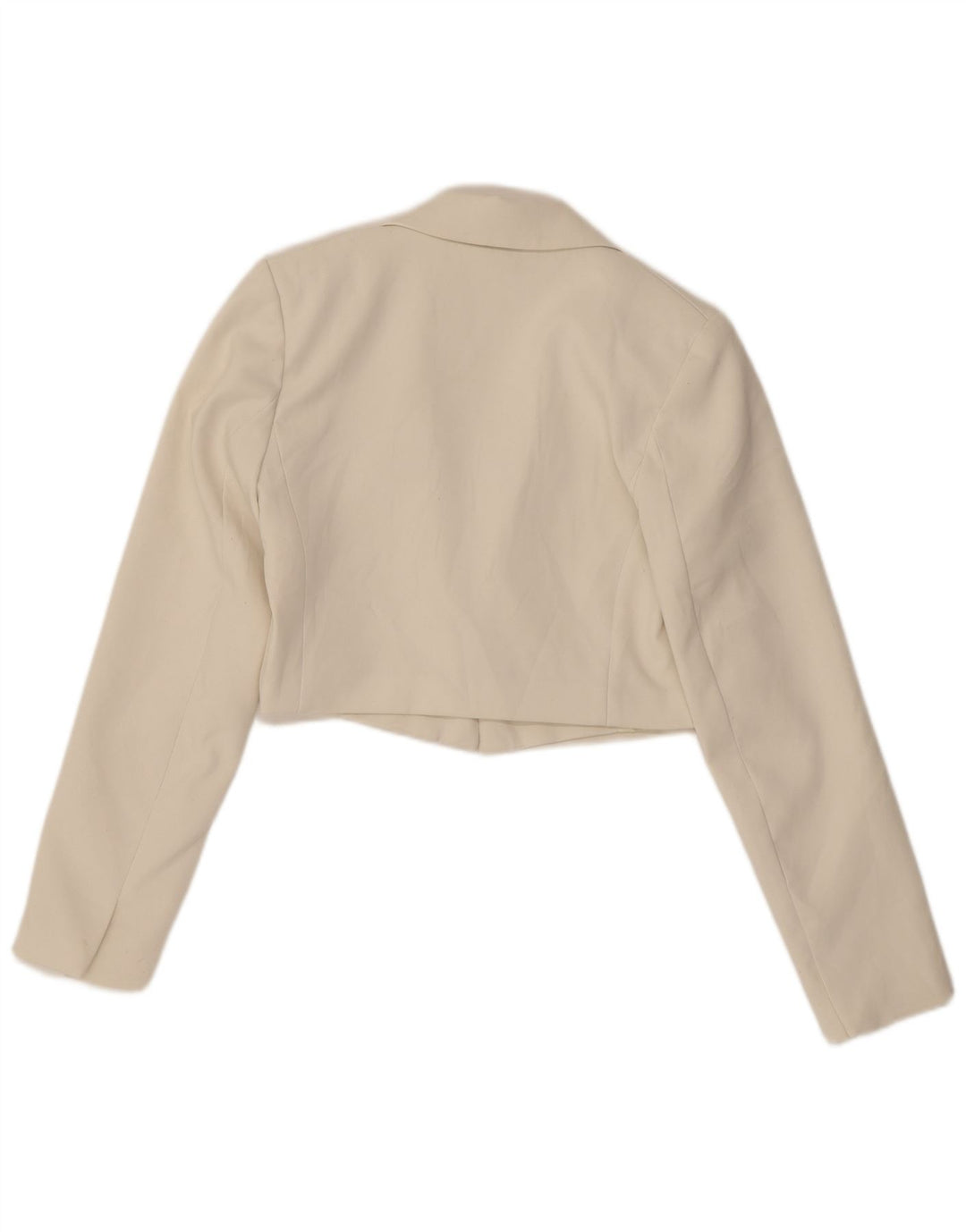 Zara Femmes Crop Open Blazer Veste UK 6 XS Blanc Cassé Polyester