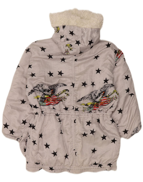 Lily Farouche Veste de ski surdimensionnée à capuche pour femme US 2 XS Gris géométrique