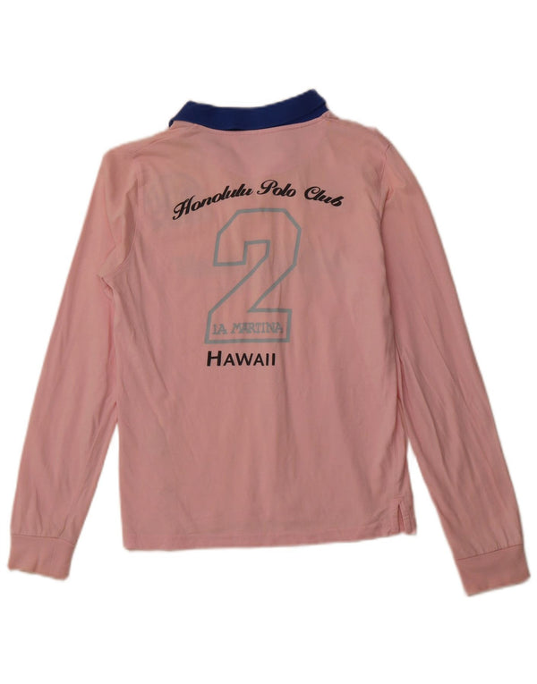 LA MARTINA Polo à manches longues pour femme Hawaii Graphic UK 12 Rose moyen