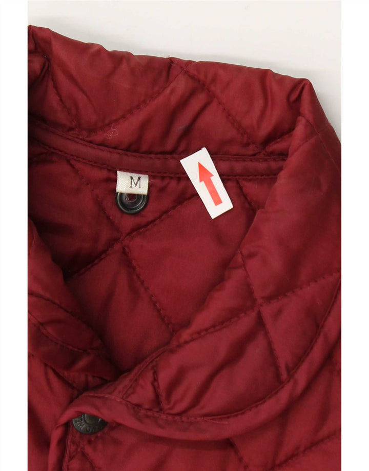 vintage Mens Gilet matelassé UK 38 Moyen Bourgogne