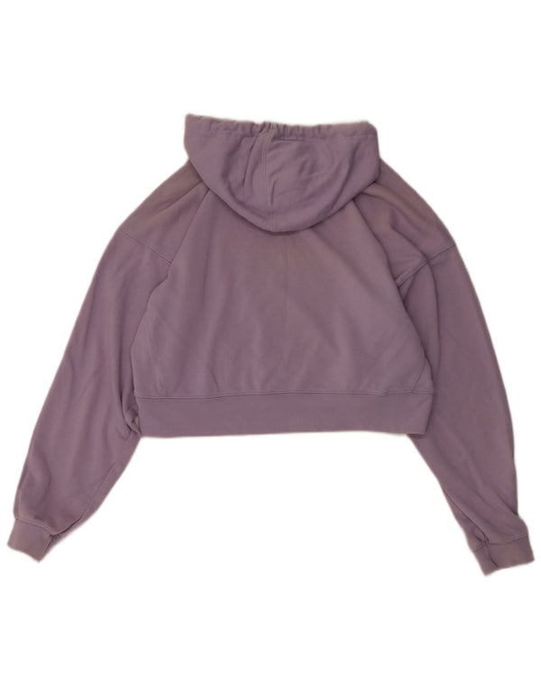 Adidas Pull à capuche court coupe ample pour femme UK 12 en coton violet moyen