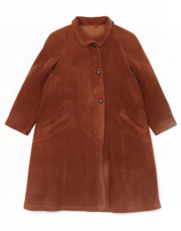 Facimp Pardessus En Daim Femme IT 44 Cuir Marron Moyen