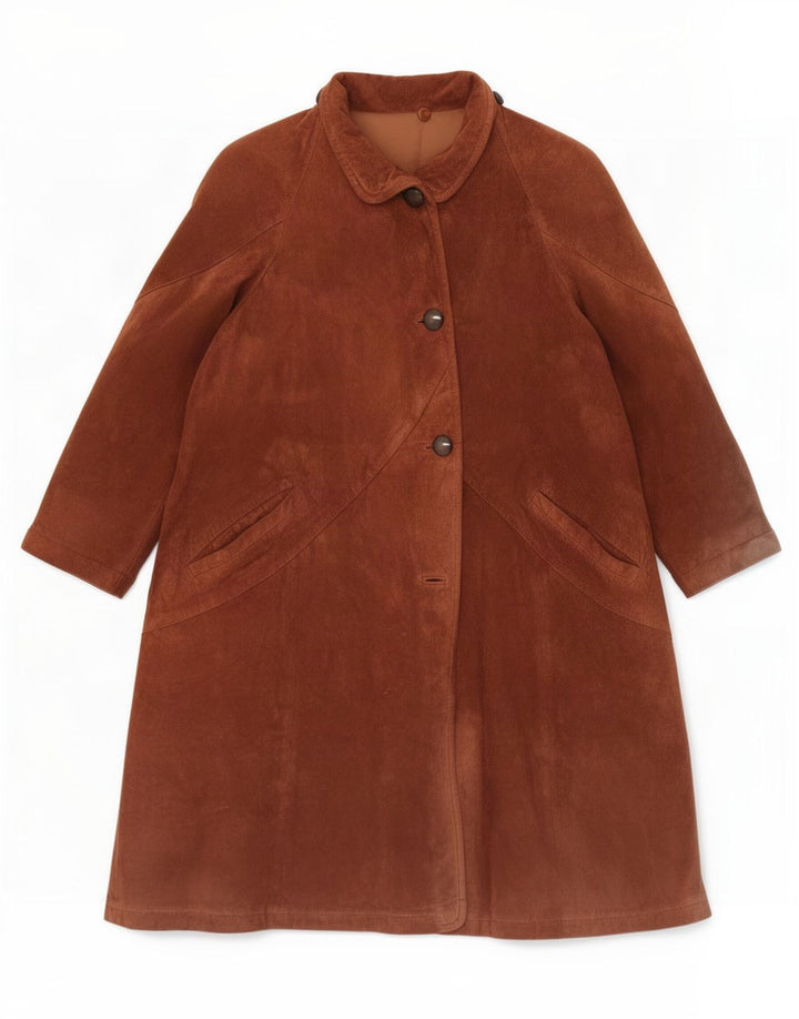 Facimp Pardessus En Daim Femme IT 44 Cuir Marron Moyen