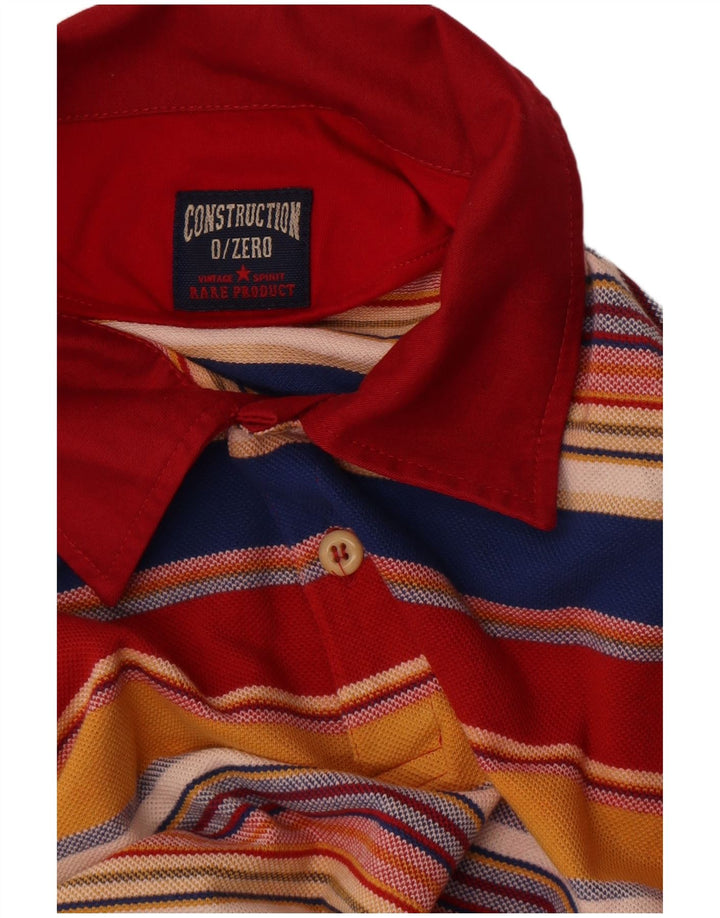 Polo de rugby à manches longues pour homme vintage rayé multicolore moyen