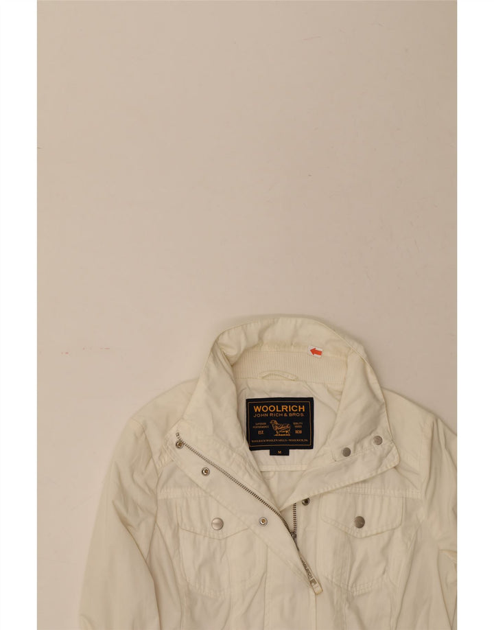 WOOLRICH Womens Utility Jacket UK 14 Medium Off White Polyester Vintage Woolrich and Second-Hand Woolrich from Messina Hembry 