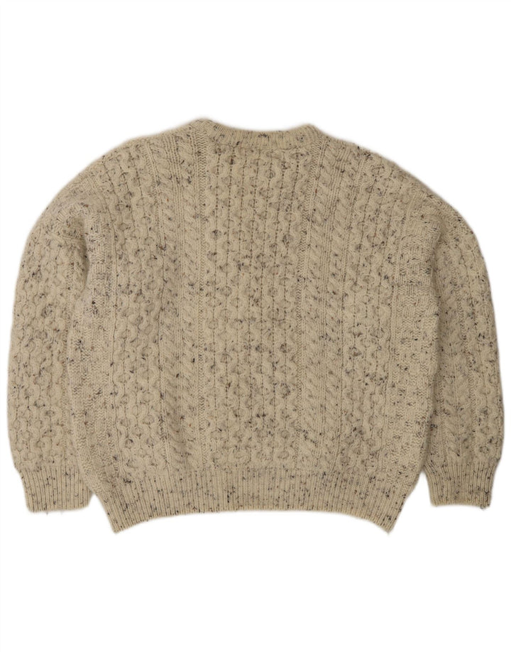 Irish Homecraft Pull à col rond pour homme Taille L Gris moucheté