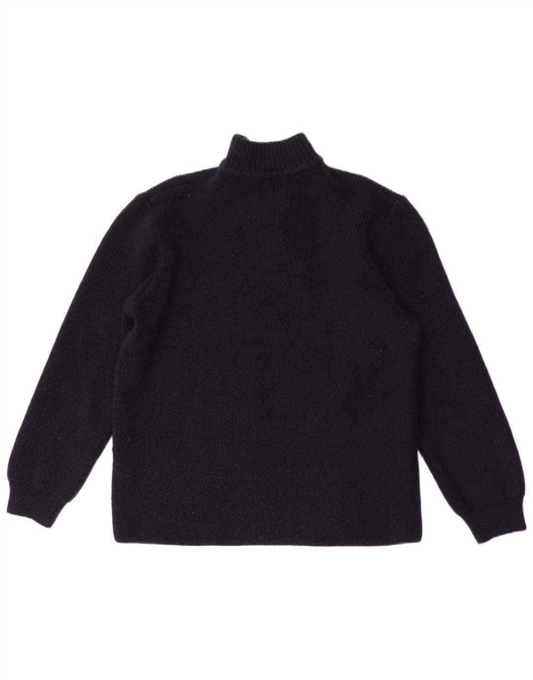 vintage Mens Button Neck Jumper Pull Moyen Bleu Marine