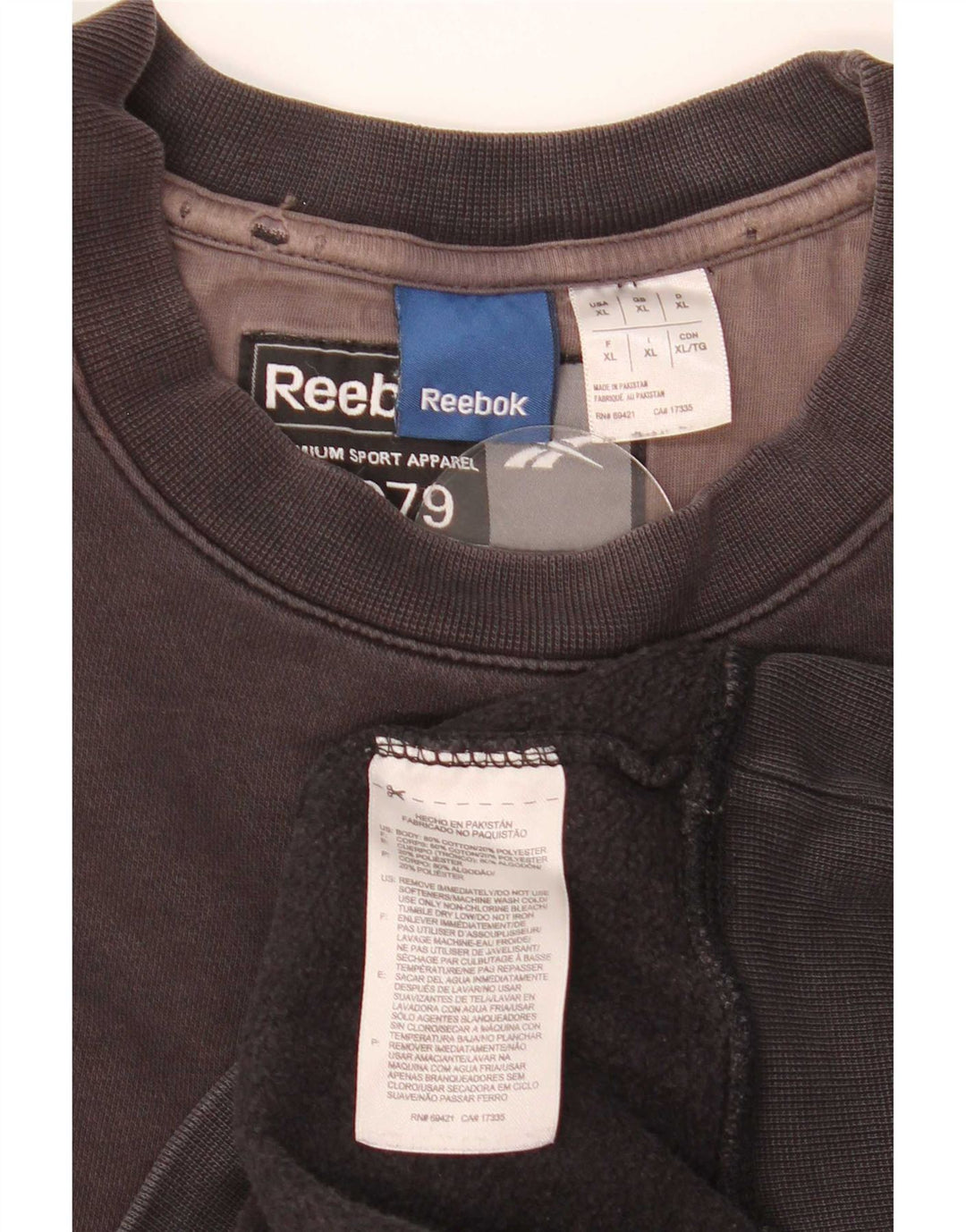 Reebok Sweatshirt Jumper XL Noir Coton Homme