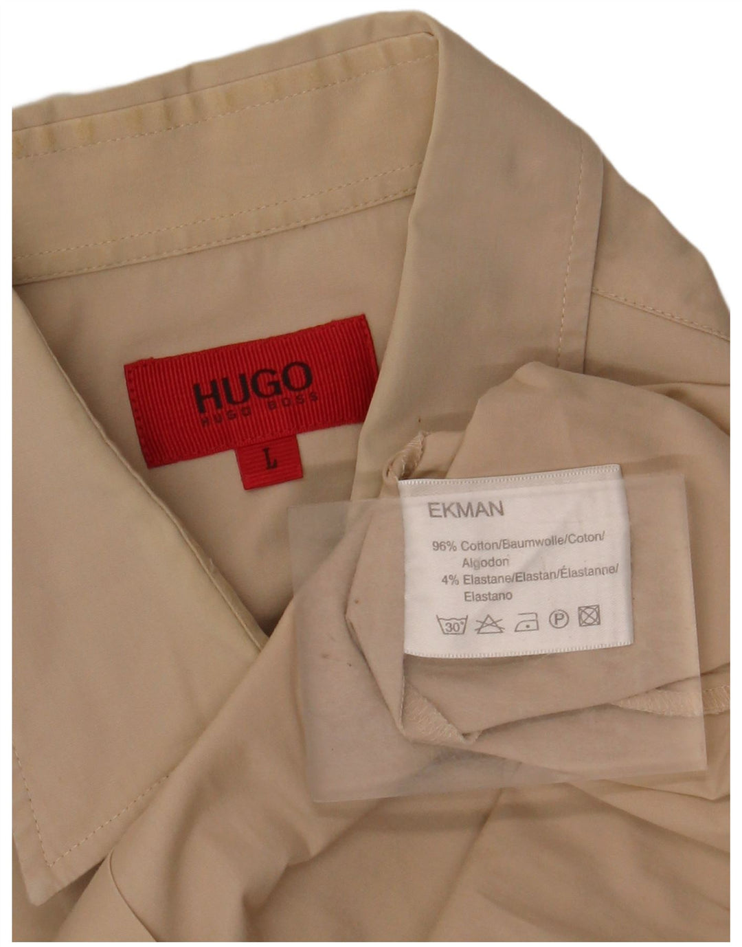 HUGO BOSS Chemise Homme Large Beige Coton