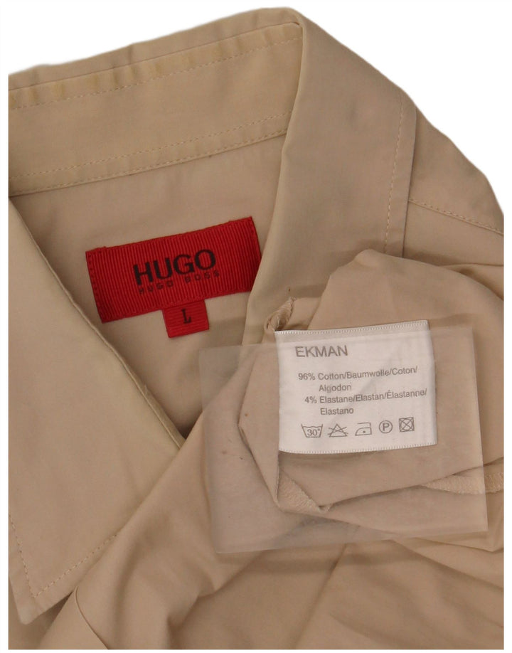 HUGO BOSS Chemise Homme Large Beige Coton