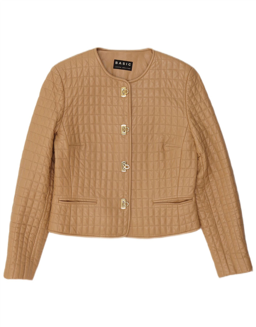 Veste en cuir matelassée femme Basic IT 40 petit cuir beige