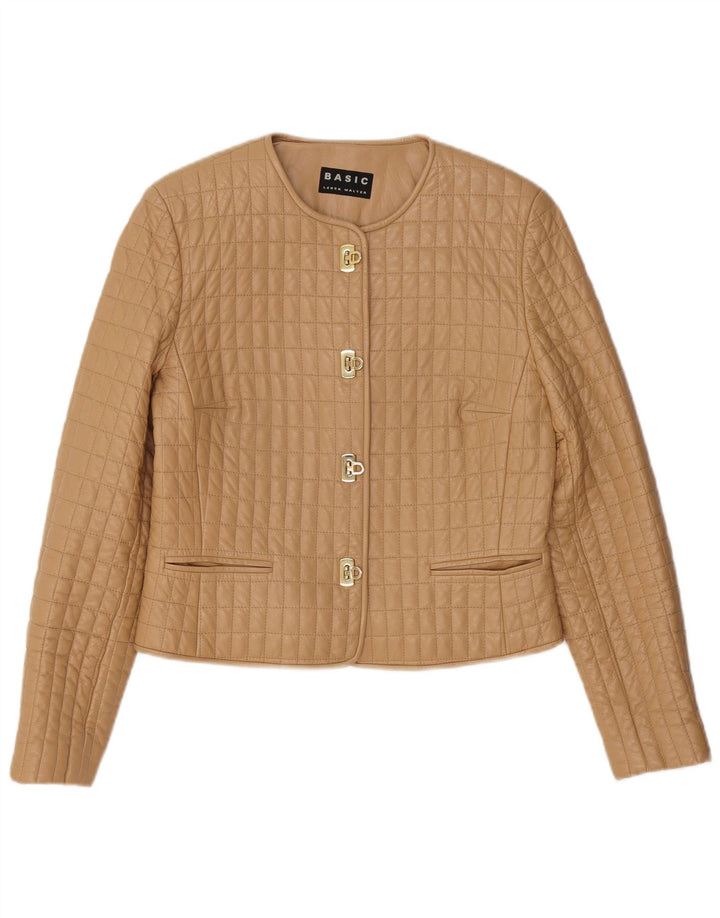 Veste en cuir matelassée femme Basic IT 40 petit cuir beige