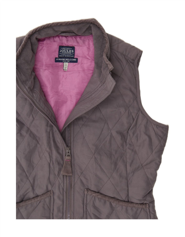 JOULES Womens Quilted Gilet UK 10 Small  Grey Polyester Vintage Joules and Second-Hand Joules from Messina Hembry 