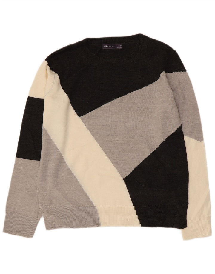 MARKS & SPENCER Pull col bateau pour femme UK 10 Small Multicolore