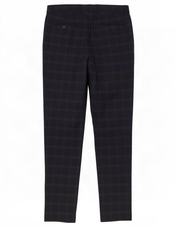 Zara Pantalon Chino Slim Homme EU 40 Medium W31 L31 Bleu Marine à Carreaux