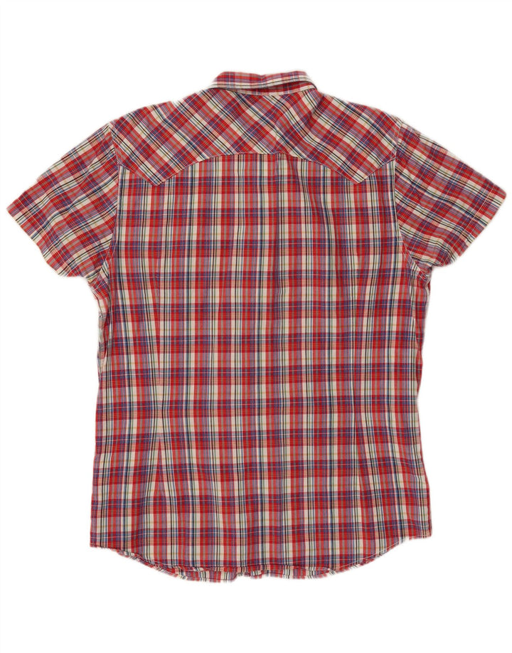 LEE Chemise Homme Coupe Slim à Manches Courtes XL Rouge à Carreaux Coton