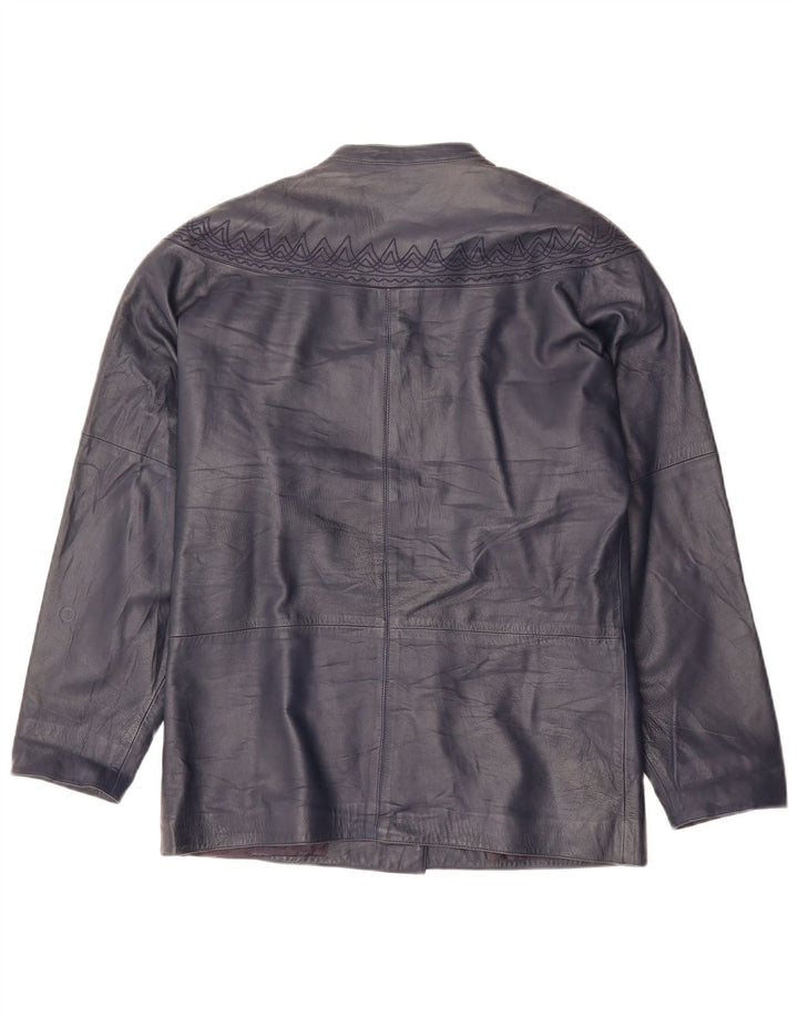 GENNY Veste en cuir surdimensionnée pour femme EU 34 XS Bleu marine