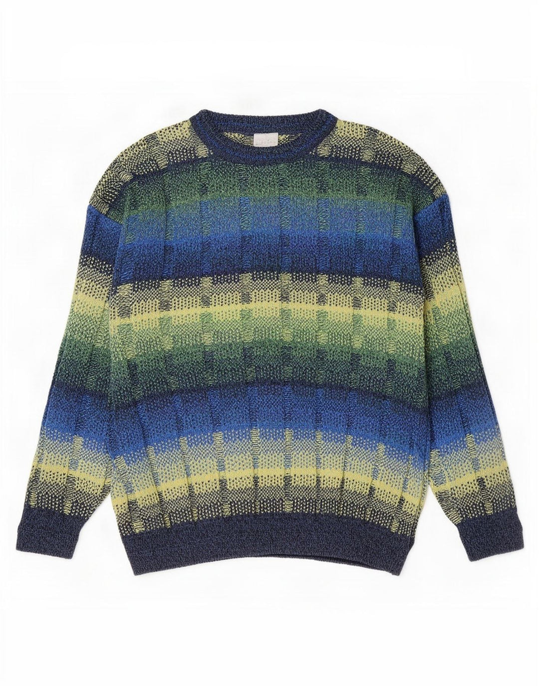 vintage Mens Crew Neck Jumper Sweater IT 52 Grand Multicolore Géométrique