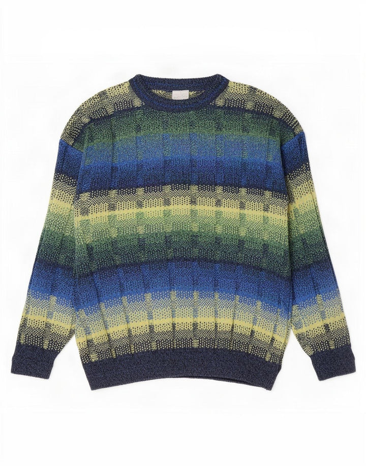 vintage Mens Crew Neck Jumper Sweater IT 52 Grand Multicolore Géométrique