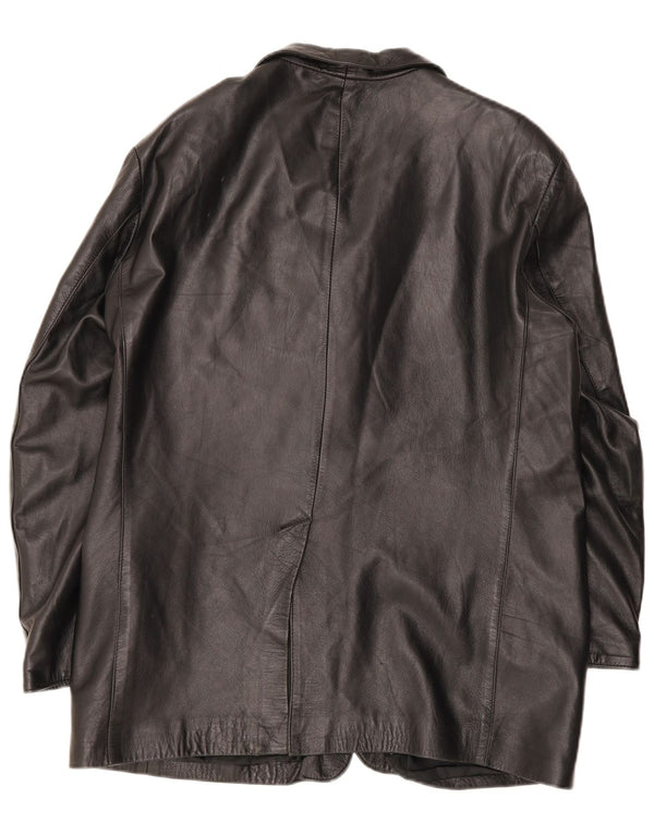veste en cuir homme vintage IT 54 2XL Noir