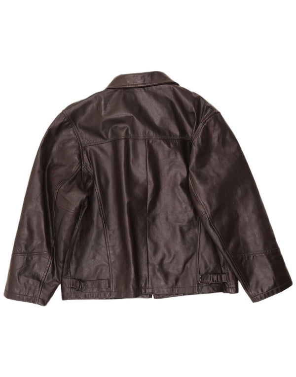 Veste en cuir femme vintage UK 18 XL Cuir Marron