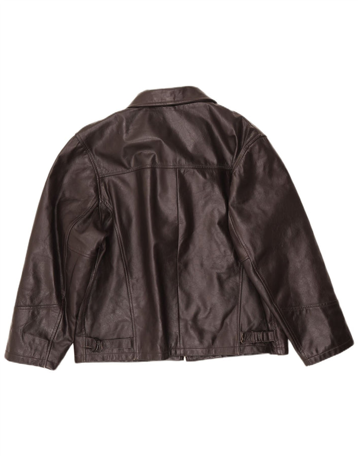 Veste en cuir femme vintage UK 18 XL Cuir Marron