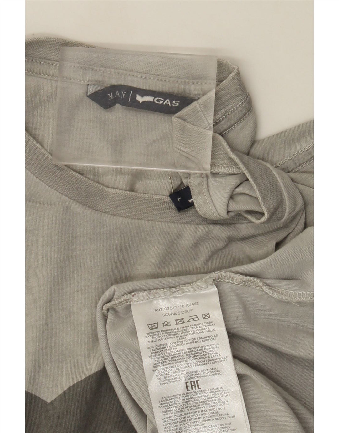 Gas T-Shirt Graphique Homme Grand Gris Coton