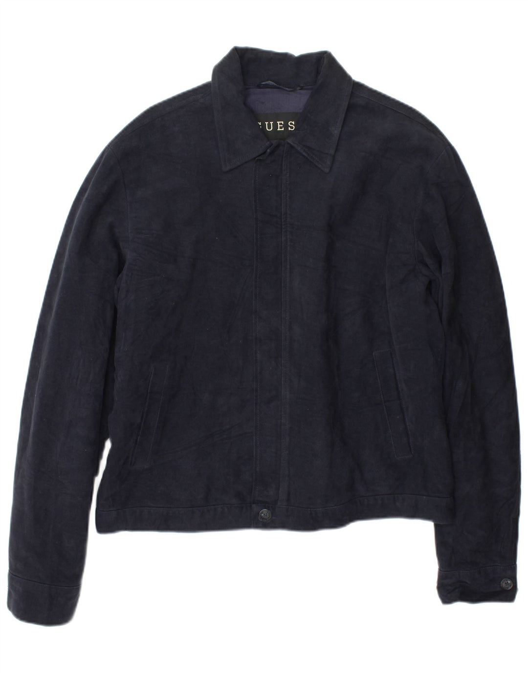Guess Veste Bomber Homme UK 40 Large Bleu Marine Coton