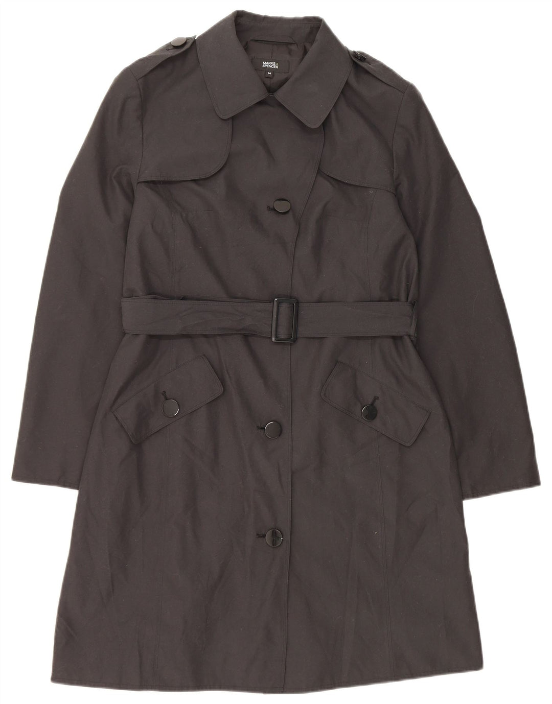 MARKS & SPENCER Trench Femme UK 14 XL Noir Polyester