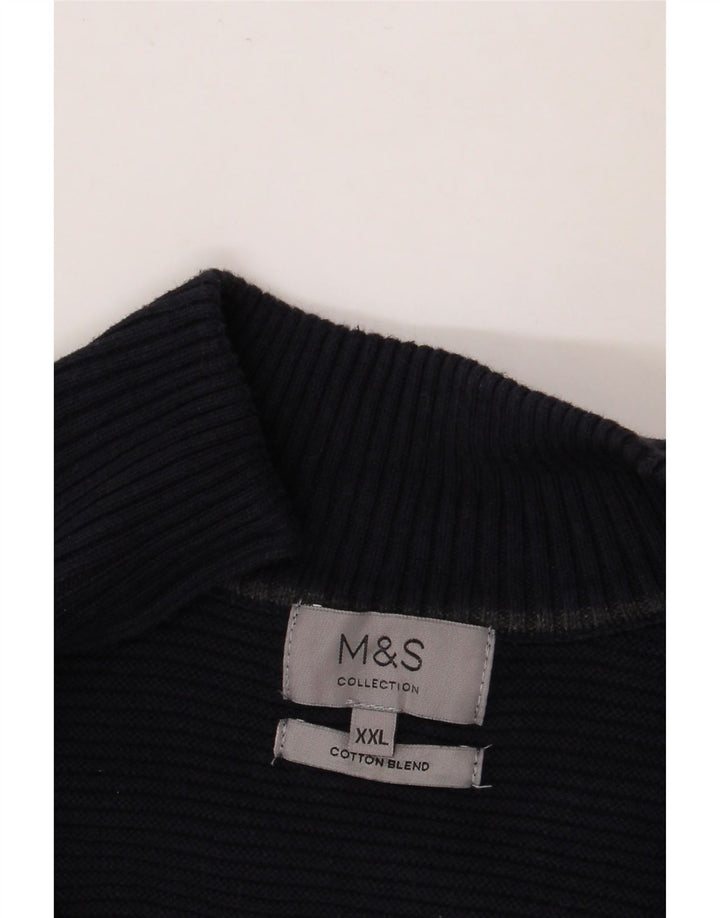 MARKS & SPENCER Pull Cardigan Homme 2XL Bleu Marine Coton