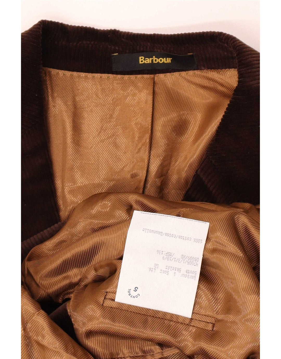 Barbour Veste blazer en velours côtelé à 2 boutons pour homme IT 56 3XL en coton marron