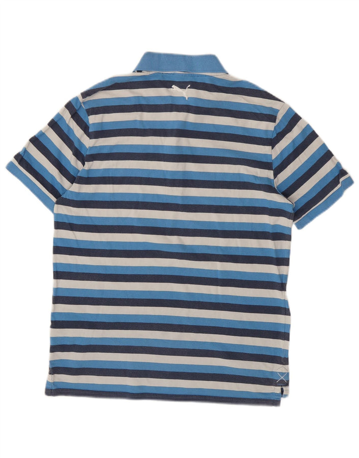 PUMA Mens Polo Shirt Medium Blue Striped