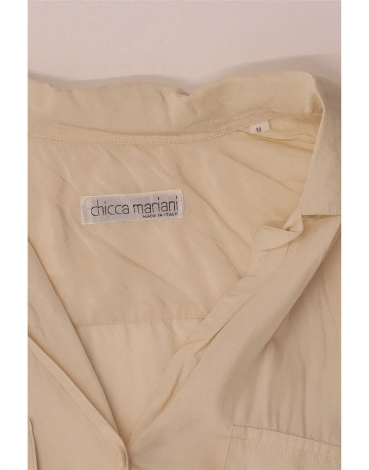 vintage Femmes Chemise surdimensionnée Blouse UK 14 Moyen Off White