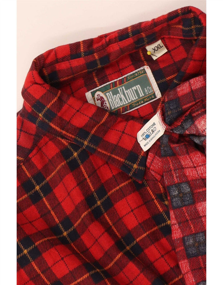 Chemise en flanelle homme Vintage 2XL coton à carreaux rouge