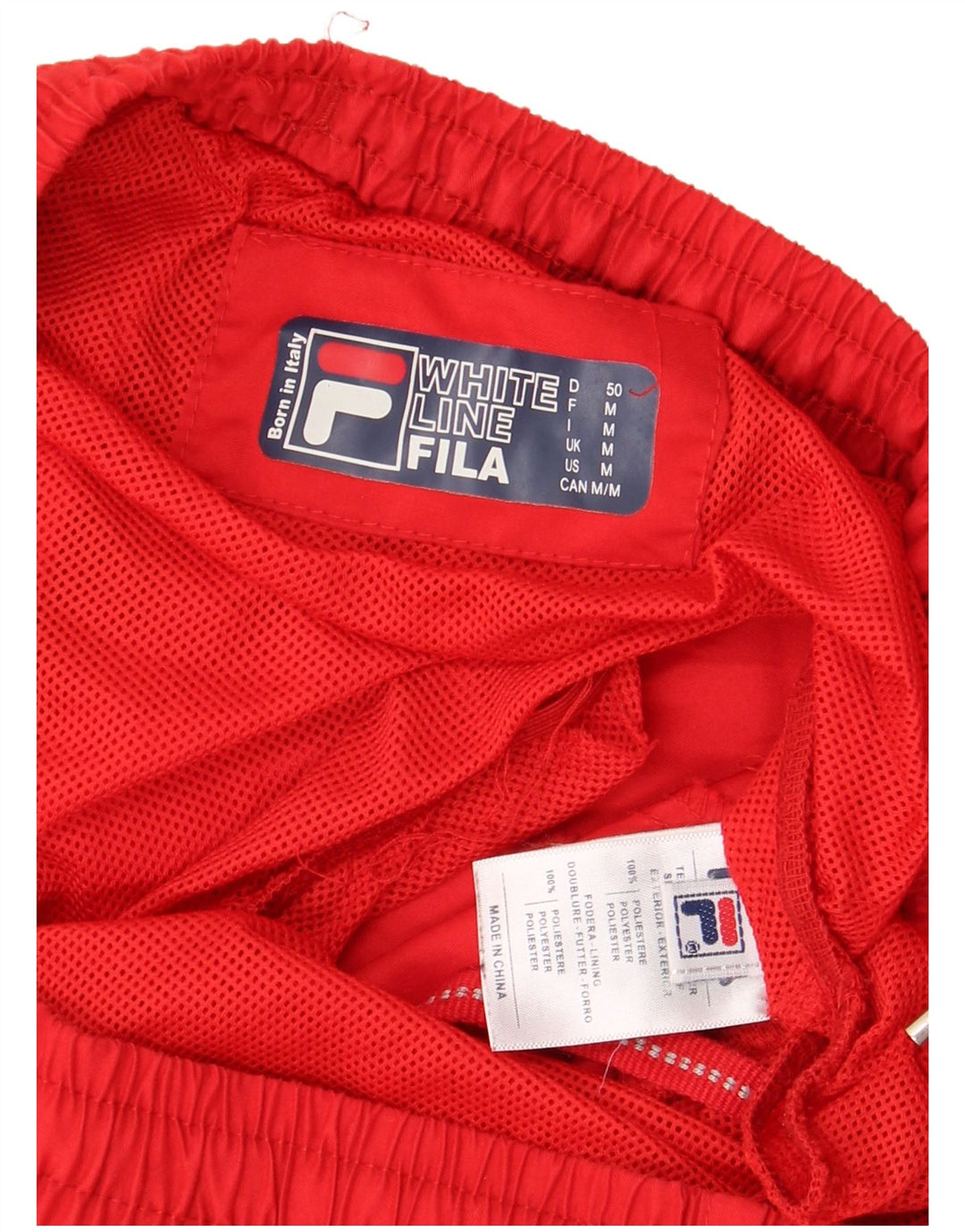 FILA Short de Sport White Line Homme Rouge Moyen Polyester