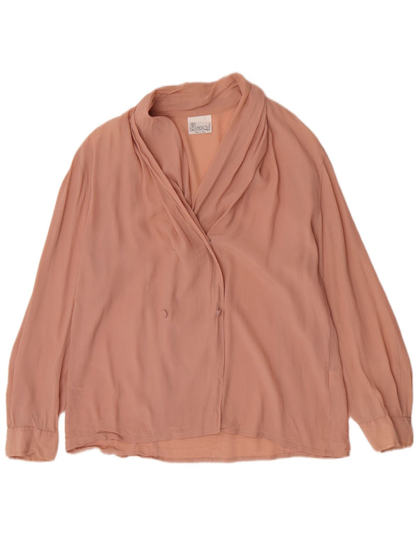 vintage Femme Chemise À Manches Longues Blouse IT 52 2XL Acétate Rose