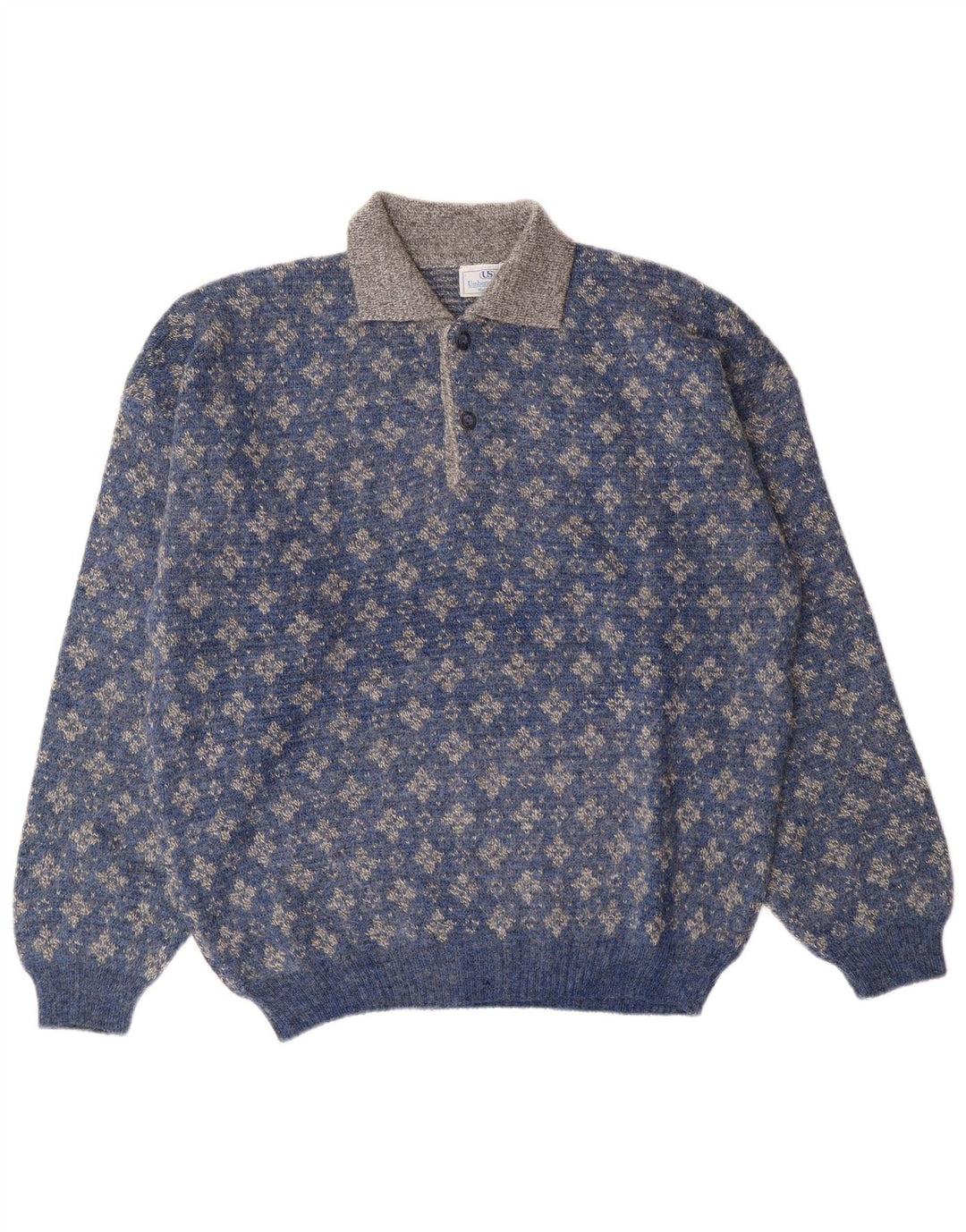 Umberto Severi Pull col polo pour homme IT 52 Large Bleu Floral