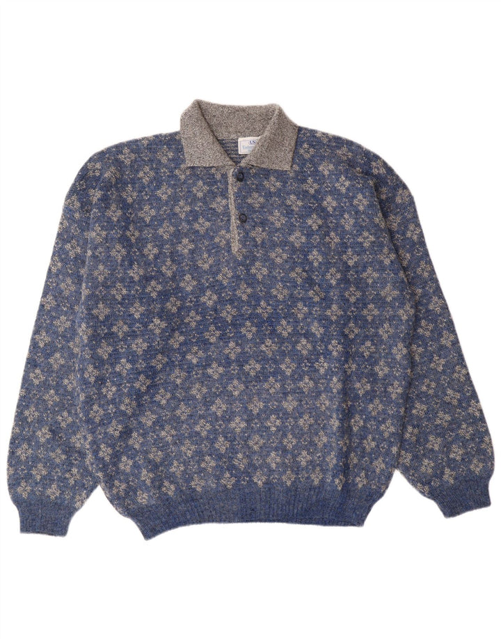 Umberto Severi Pull col polo pour homme IT 52 Large Bleu Floral