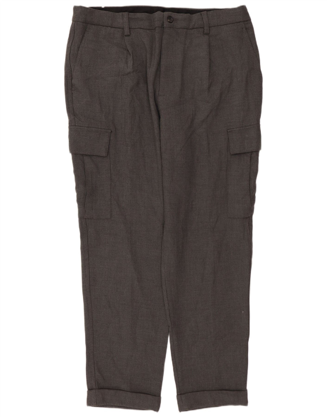 ZARA Pantalon cargo droit pour homme EU 46 XL W36 L30 Gris Polyester