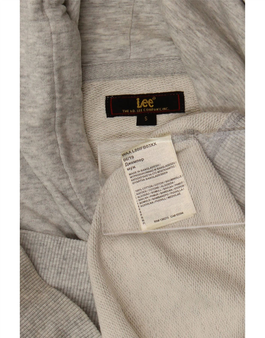 LEE Pull à capuche graphique homme petit gris coton