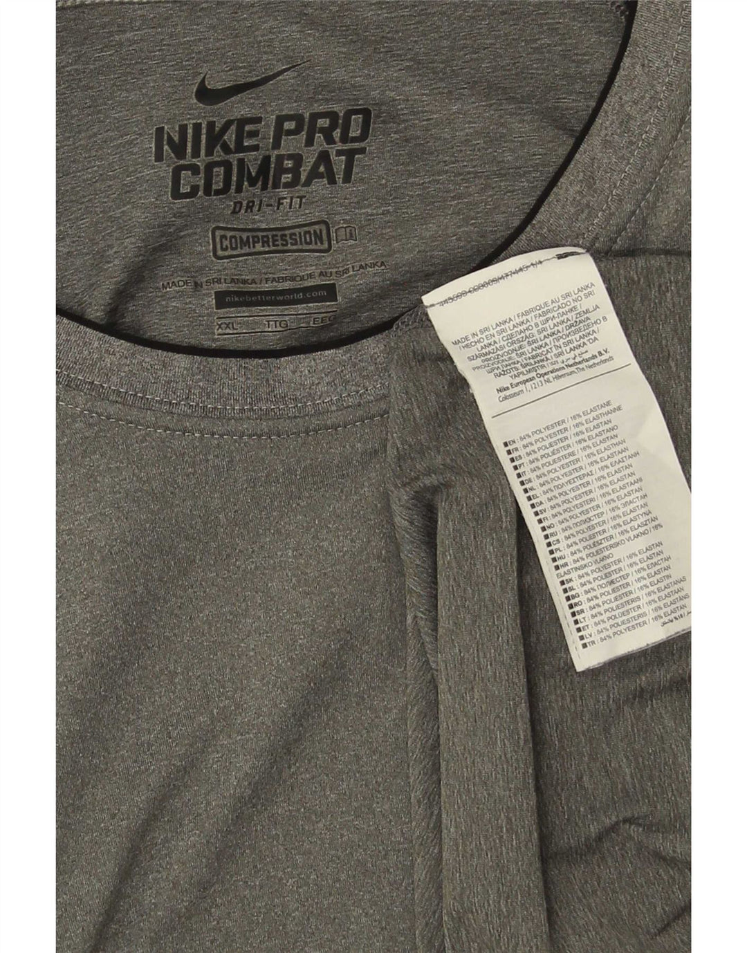 Nike T-shirt de compression pour homme 2XL Gris chiné Polyester