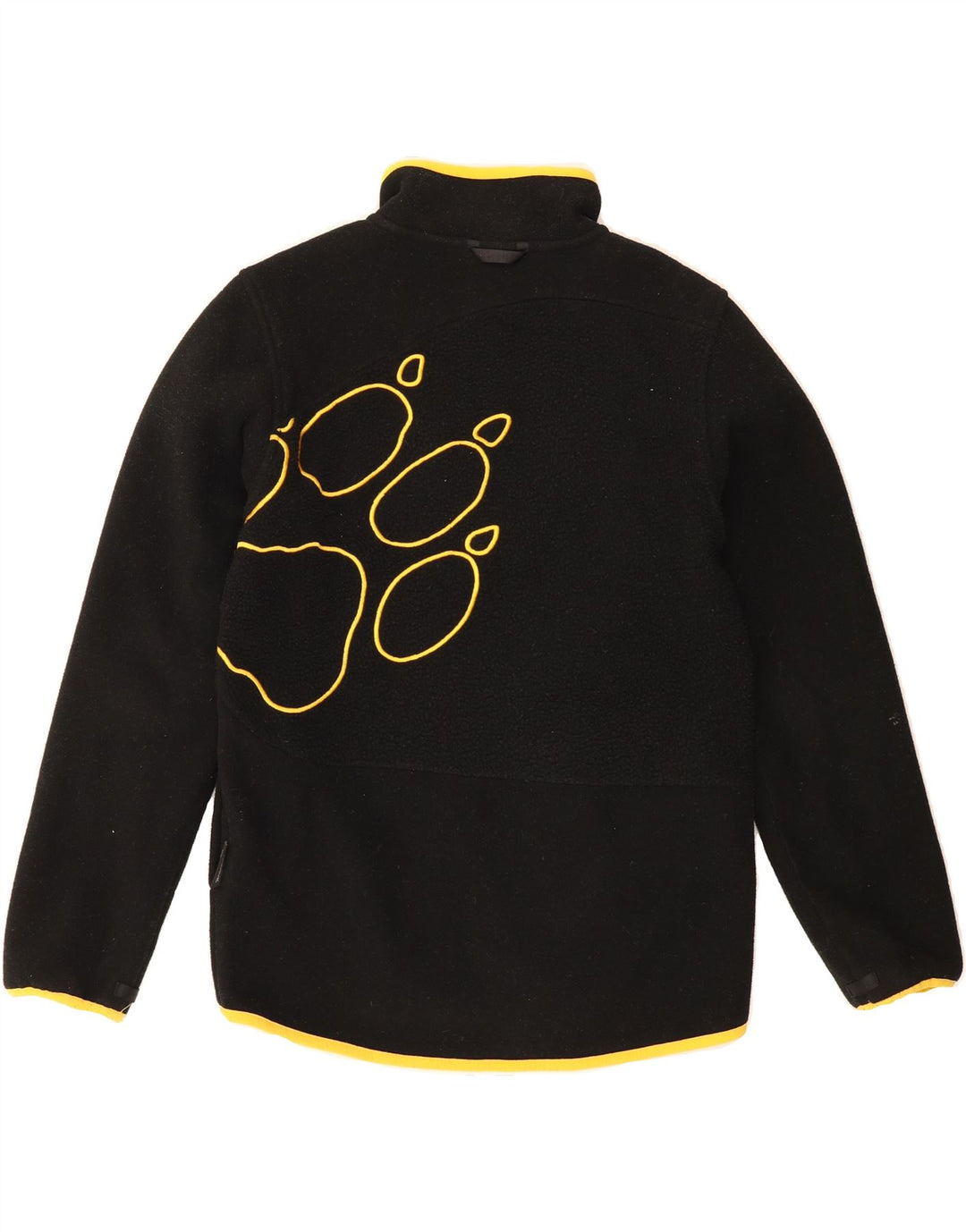 JACK WOLFSKIN Boys Graphic Fleece Jacket 13-14 Years Black Polyester Vintage Jack Wolfskin and Second-Hand Jack Wolfskin from Messina Hembry 