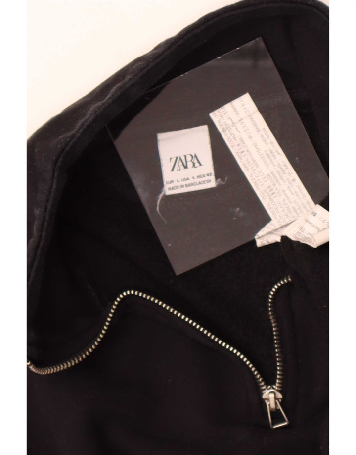 Zara Mens Zip Neck Sweatshirt Jumper Grand Noir Polyester