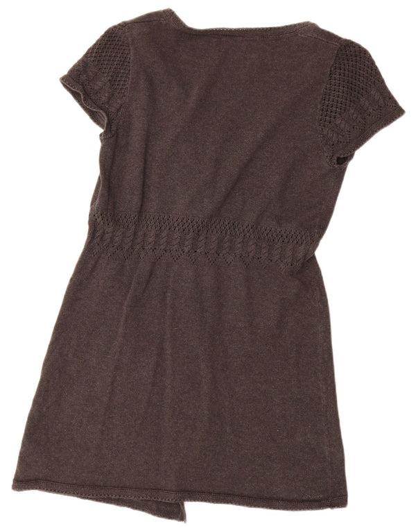 Fat Face Cardigan long à manches courtes pour femme Gris moyen UK 12