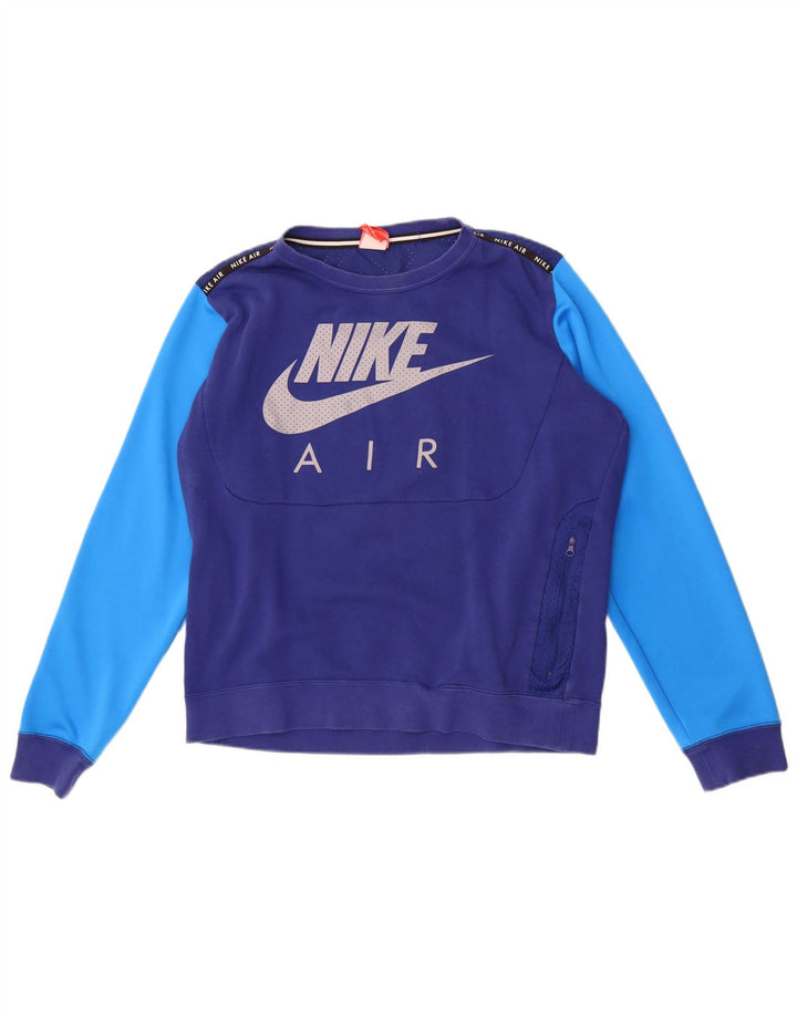 Nike Sweat-shirt graphique en coton color block bleu moyen pour homme