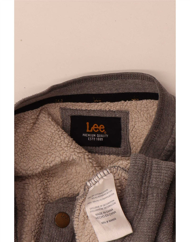 Lee Sweat-shirt à col boutonné pour homme Petit gris Coton