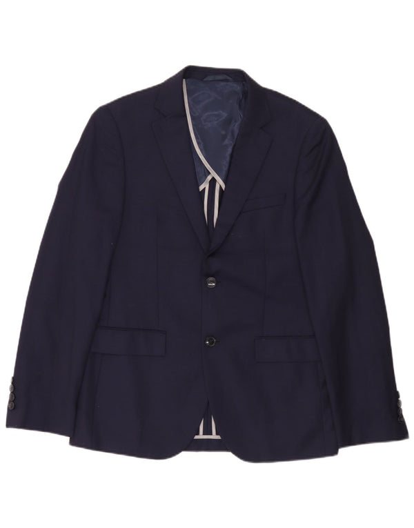 Dkny Veste Blazer Slim Fit à 2 Boutons pour Homme UK 38 Laine Bleu Marine Moyen