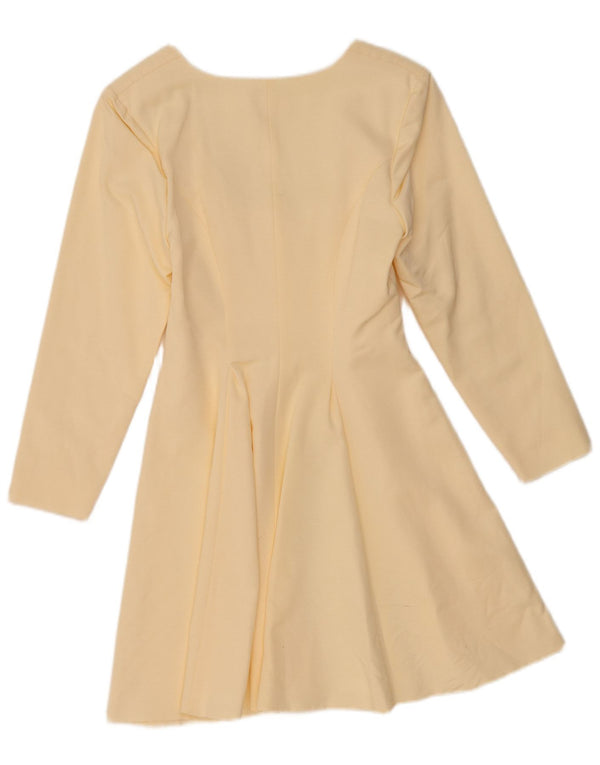 vintage Womens Longline 7 bouton Blazer Jacket UK 6 XS Off White