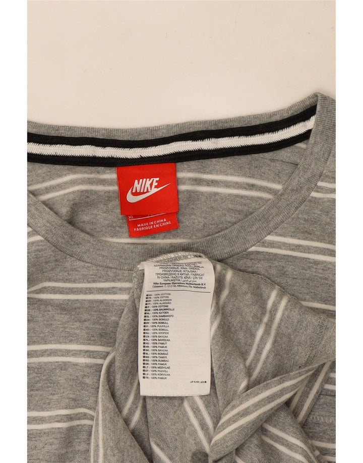 Nike Haut à manches longues XL en coton rayé gris pour homme